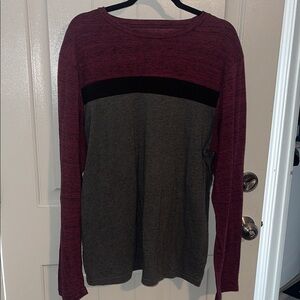 Urban Pipeline Maroon and Gray Long Sleeve Tee